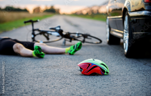 Traffic accident between cyclist and a car