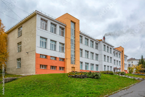 The building of the general education municipal gymnasium in the historical center of the city of Anzhero-Sudzhensk