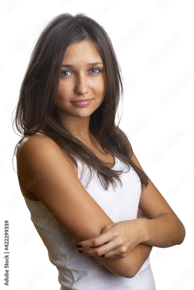 Beautiful girl in white vest Beautiful girl in white vest