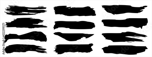 Wallpaper Mural Vector collection of artistic grungy black paint hand made creative brush stroke set isolated on banner background. A group of abstract grunge sketches for design education or graphic art decoration Torontodigital.ca