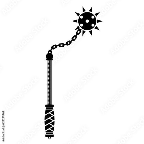 Medial Weapon Isolated on White Background. Spiked Metal Ball Icon