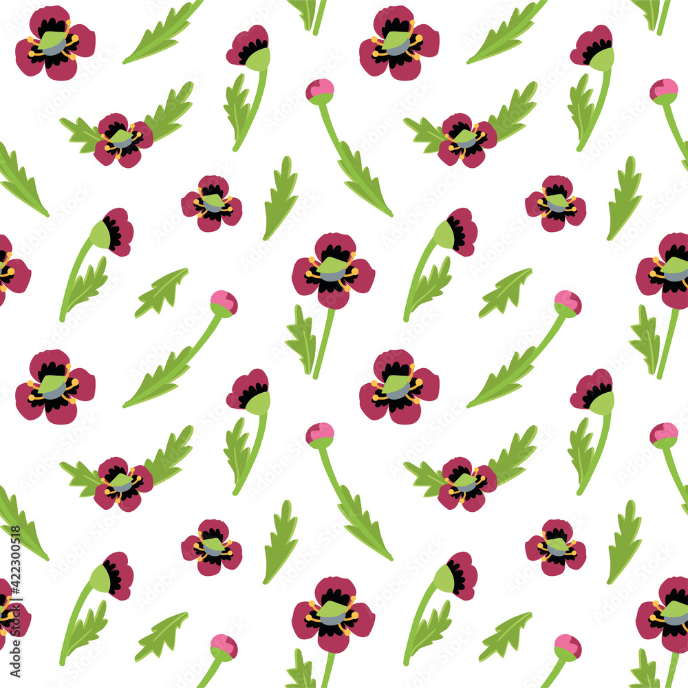 Vector seamless pattern. Forest and meadow grasses and flowers. Floral rustic background. Nature illustration for wrapping paper, textiles, decorations. Vector seamless pattern. Forest and meadow grasses and flowers. Floral rustic background. Nature illustration for wrapping paper, textiles, decorations.