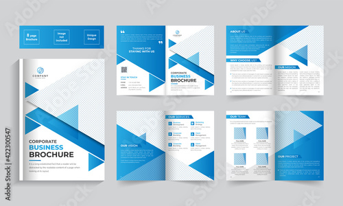 Business bifold brochure. Creative bi-fold pages brochure design. Corporate brochure template with modern, minimal and abstract design.