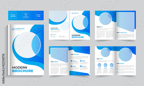 Business bifold brochure. Creative bi-fold pages brochure design. Corporate brochure template with modern, minimal and abstract design.
