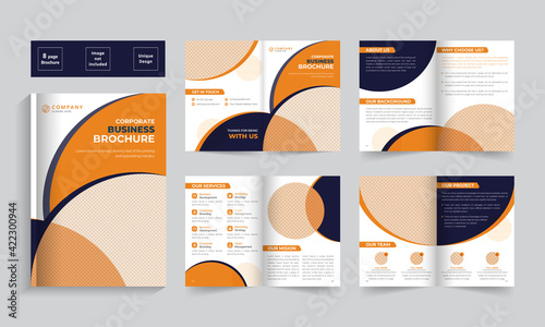 Business bifold brochure template design. Creative bi-fold pages brochure design. Corporate brochure template with modern, minimal, and abstract design.
