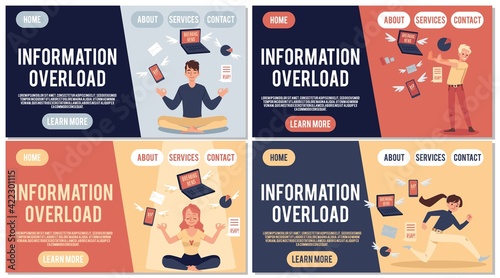 People experience stress and tired due information a vector design for web