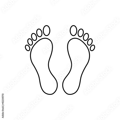Pair people foot icon. Line human footprints. Barefoot outline symbol. Vector isolated on white