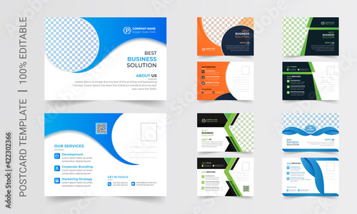 Creative corporate business Modern postcard design template. Elegant postcard design, marketing postcard design, business postcard design, real estate postcard design, postcard design element