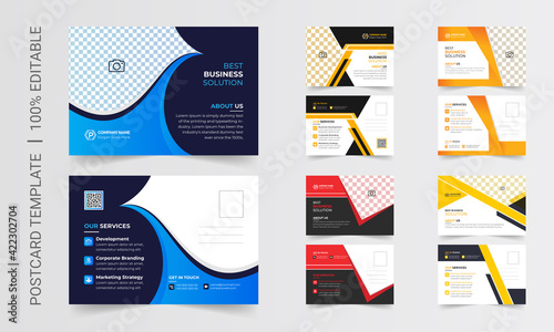 Postcard design template. Postcard real estate, business postcard, postcard template, post card, postcard layout