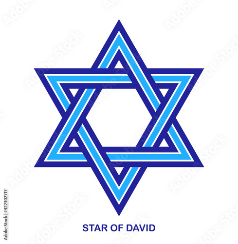 Star of David ancient Jewish symbol made in modern linear style vector icon isolated on white, hexagonal star logo or emblem.