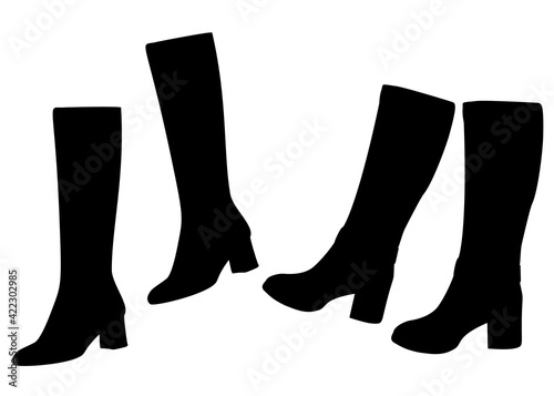 Warm womens high boots for women in the set.