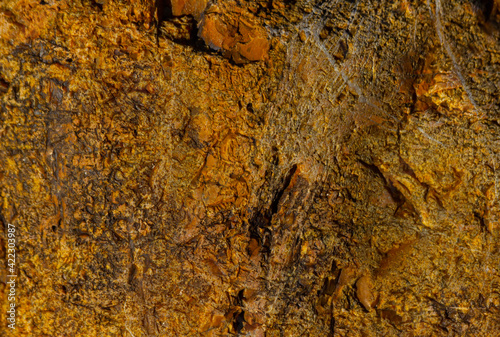 Rock closeup of golden color. Background texture