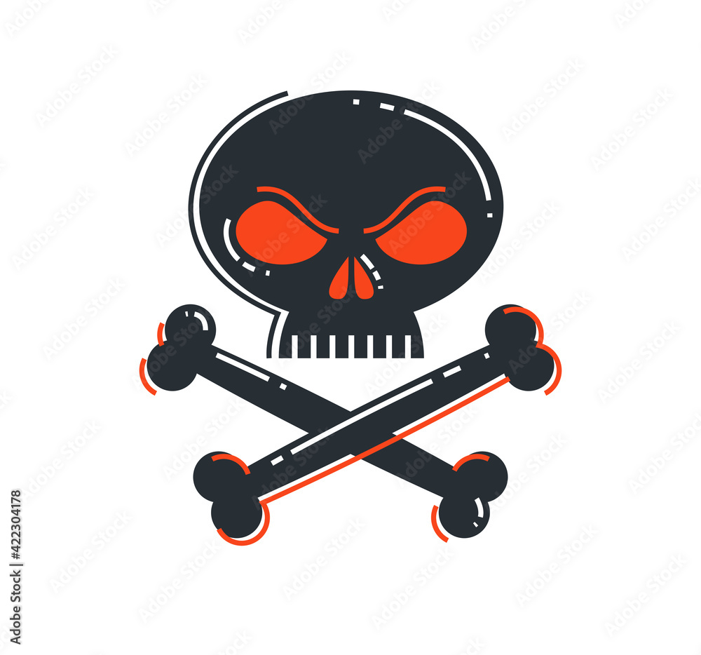 Angry cartoon skull vector icon isolated, logo or emblem scull death theme. Angry cartoon skull vector icon isolated, logo or emblem scull death theme.