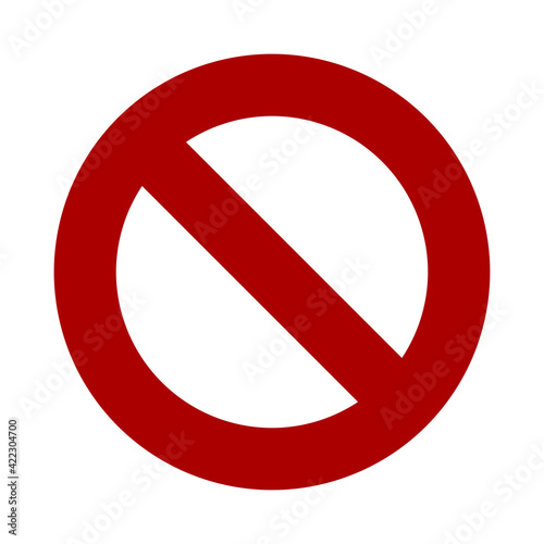 Red No Sign or General Prohibition Circle-Backslash Icon. Vector Image.