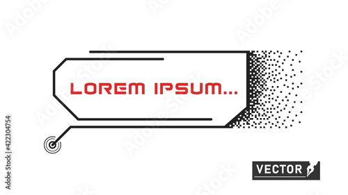 Pixel digital element frame technology. Callouts titles. HUD. Vector element template. flat style.