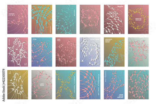 Biomedical brochure cover templates vector set.