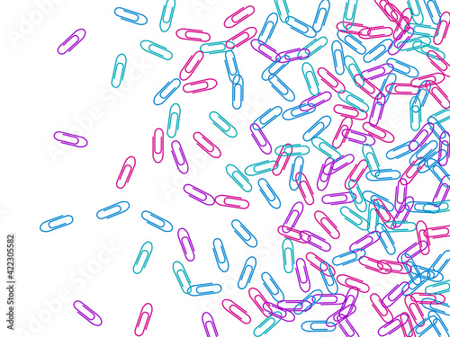 Stationary paperclips isolated on white background