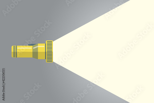 Flashlight bright light, beam. Search concept. Vector illustration background, poster, banner.