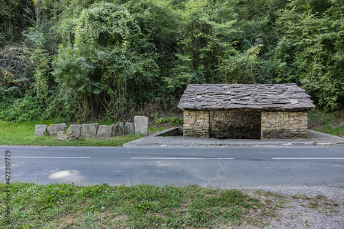 Beautiful old public washhouse (Lavoirs de Sare). In the town Sare are several old public or private washhouses. Sare, Pays Basque, Pyrenees Atlantiques, France. photo