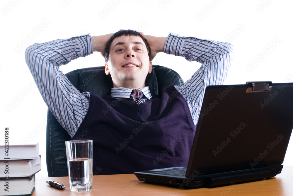 Portrait of a young businessman with laptop Portrait of a young businessman with laptop
