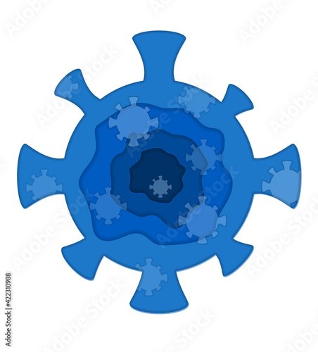 coronavirus paper cut art banner vector illustration