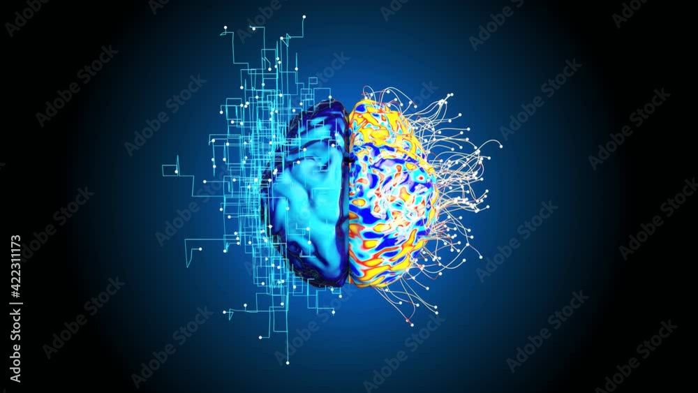 Abstract background of Artificial Intelligence with left and right Brain