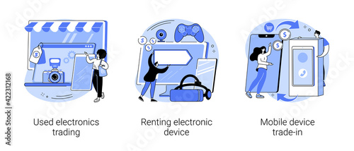 Electronics trade market abstract concept vector illustrations.