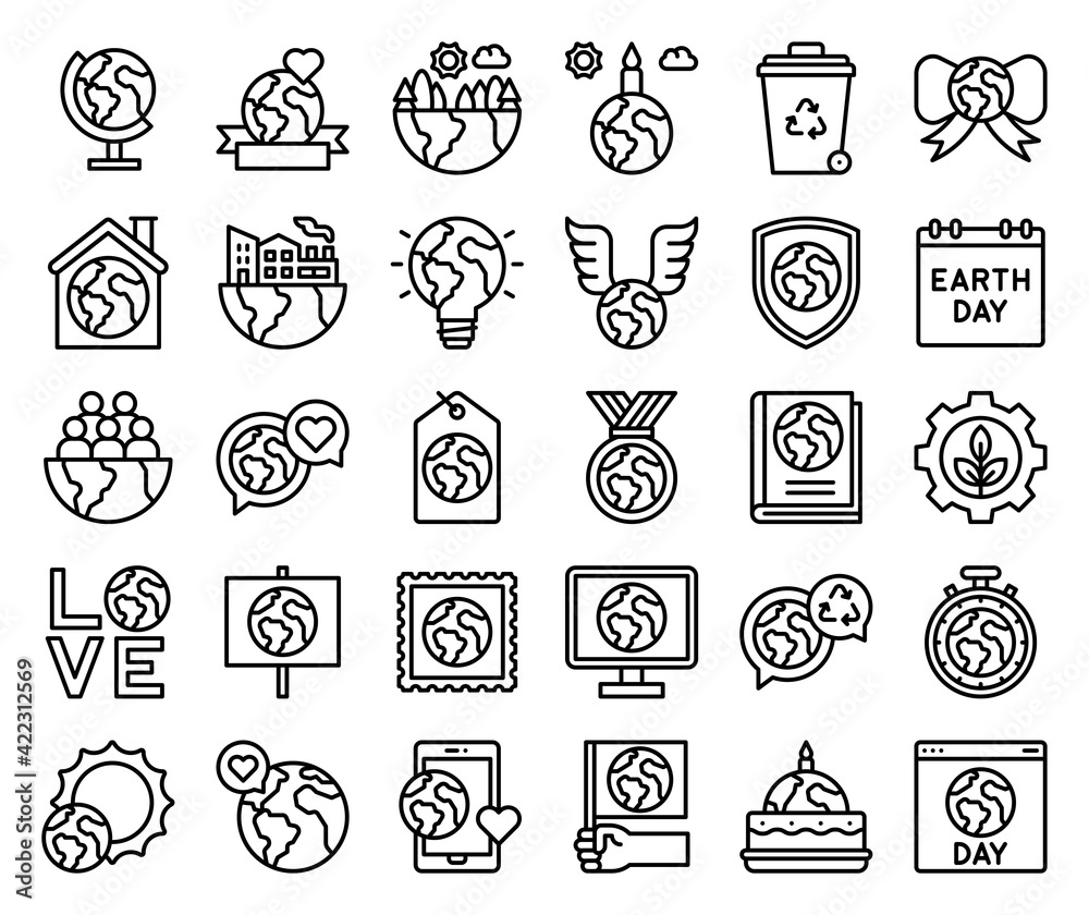 Earth Day related vector icon set 2, line style Earth Day related vector icon set 2, line style