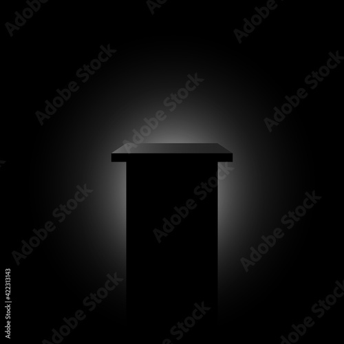 Black pedestal. Exhibition stand. Vector illustration.