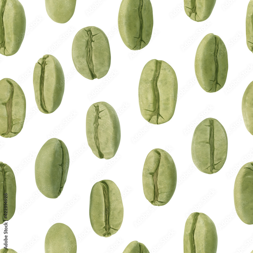 Naklejka premium Seamless pattern with organic coffee beans