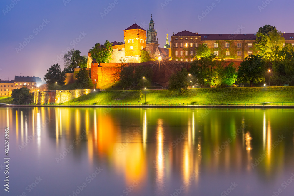 Night Wawel castle, Krakow, Poland