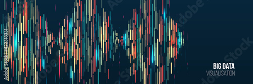 Big data visualization algorithms. Computer technology sorting data concept. Machine learning algorithm. Waves array visual concept.