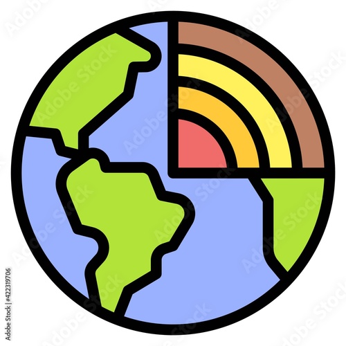 Earths inner core icon, Earth Day related vector