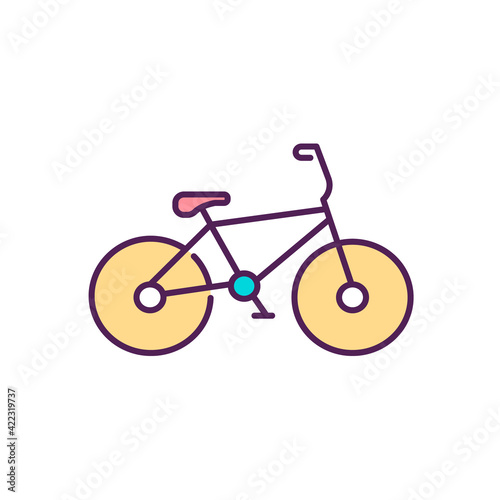 Cycle sport RGB color icon. Physical, aerobic activity. Road bicycle racing. Cyclocross. Team, individual competition. Workout for heart, lungs. Fitness level improvement. Isolated vector illustration
