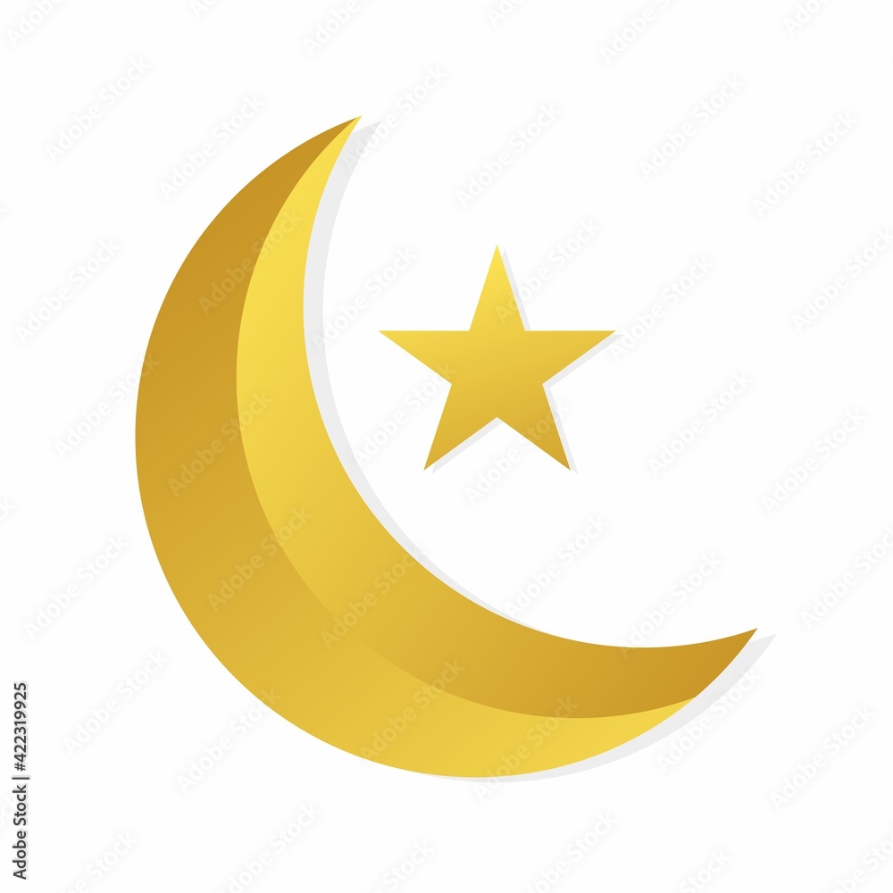 crescent moon with star vector, symbol of Ramadan kareem crescent moon with star vector, symbol of Ramadan kareem