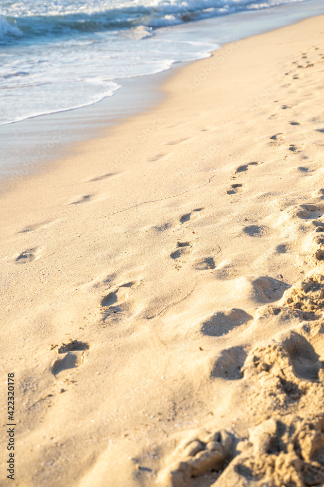 Footprints in the sand of Es Trenc beach. Palma de Mallorca, Spain Footprints in the sand of Es Trenc beach. Palma de Mallorca, Spain