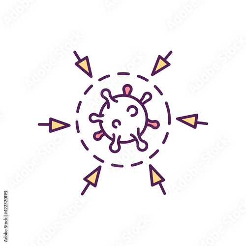 Antimicrobial resistance RGB color icon. High disease spreading risk. Microorganism ability confronting drug effects raising. Resistant bacteria. Public health problem. Isolated vector illustration