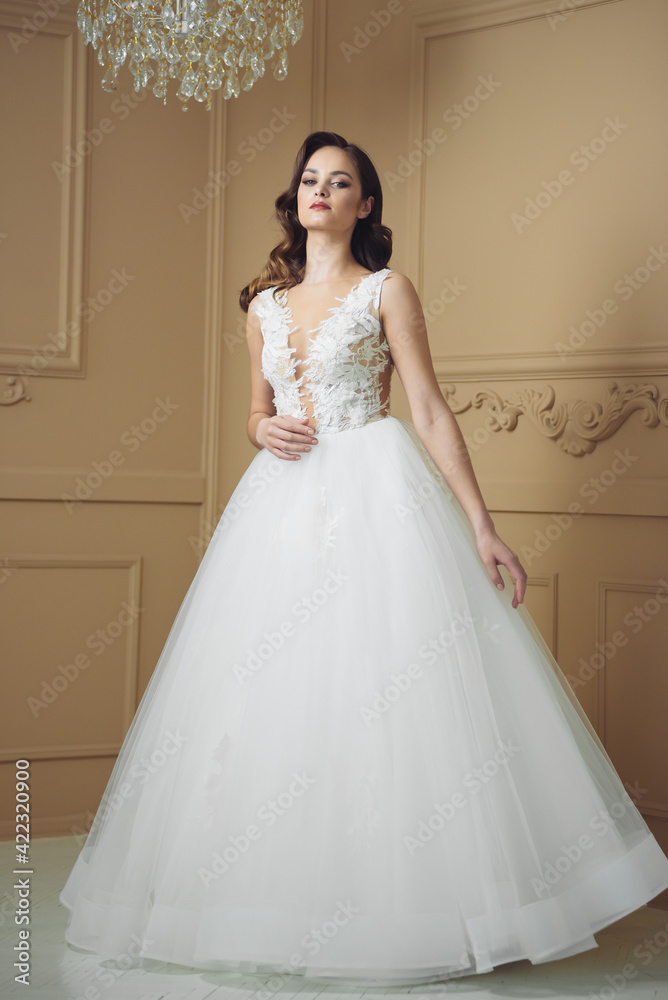 Beautiful sensual bride in light interior Beautiful sensual bride in light interior