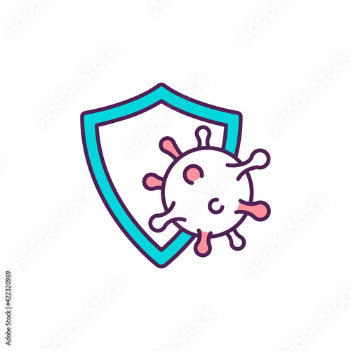 Expanded immunization RGB color icon. Body immune system improvement. Producing antibodies against respiratory illnesses. Providing resistance to infectious diseases. Isolated vector illustration