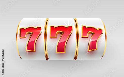Golden slot machine wins the jackpot. 777 Big win concept. Casino jackpot.
