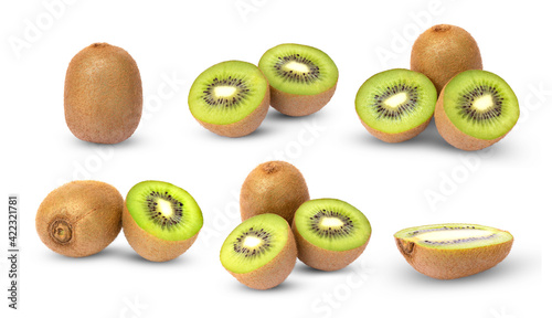 Collection kiwi fruit isolated on white background