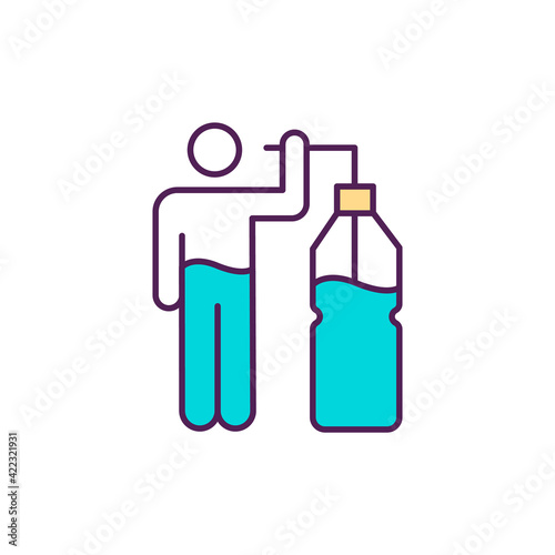 Proper hydration RGB color icon. Diseases and infections prevention. Weight loss. Body temperature regulation. Staying well-hydrated. Skin complexion and mood improvement. Isolated vector illustration