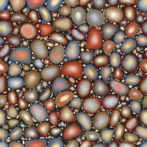 Seamless abstract pattern. Multi-colored pebbles.