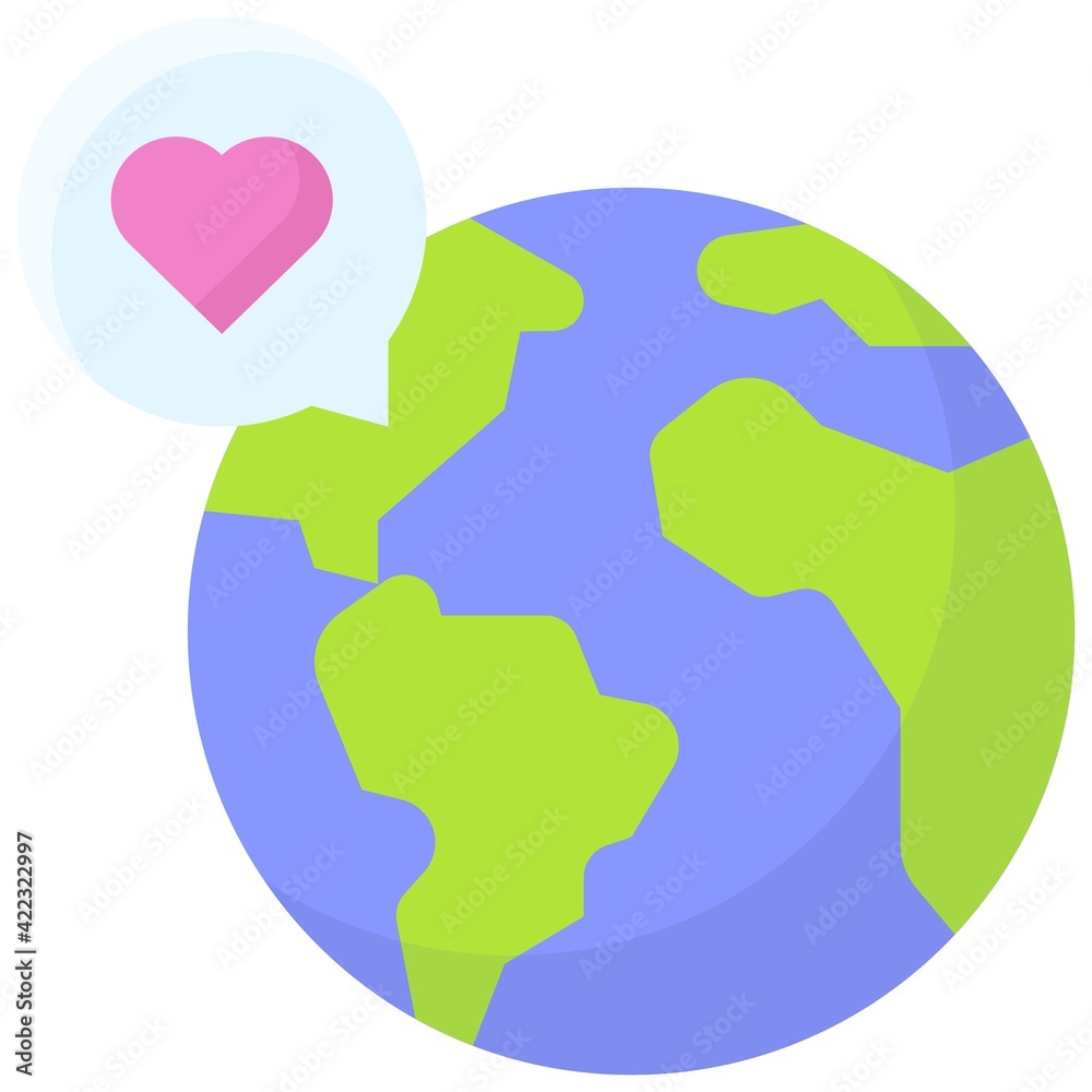 Earth with heart in speech bubble icon, Earth Day related vector Earth with heart in speech bubble icon, Earth Day related vector