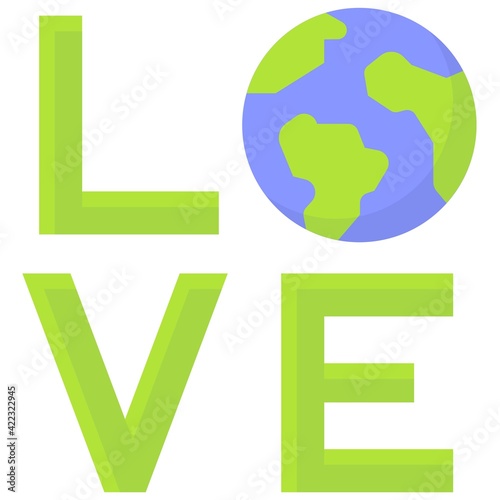LOVE Earth icon, Earth Day related vector