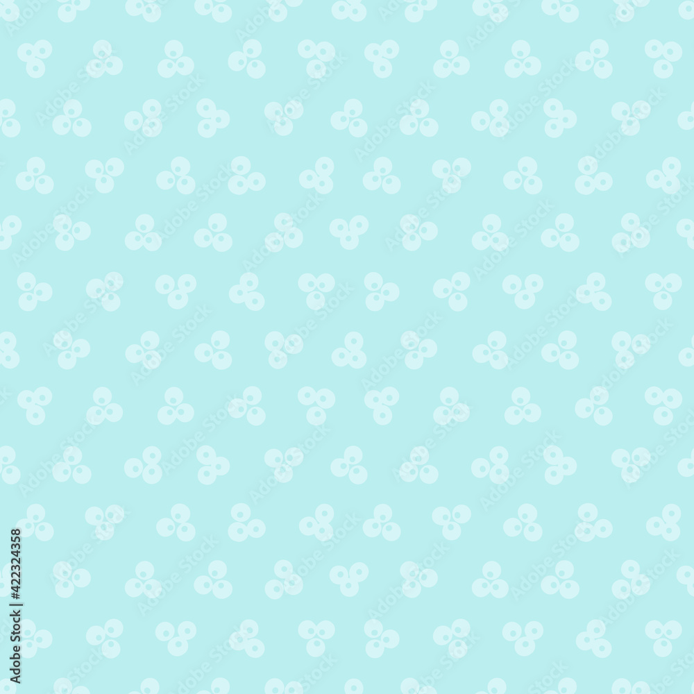 Vector seamless pattern with pastel blue dots and berries on blue background. Cute and simple pattern.