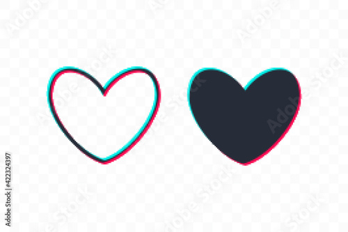 Pixelated Heart line icon, sign, symbol, logo. Tricolor sign
