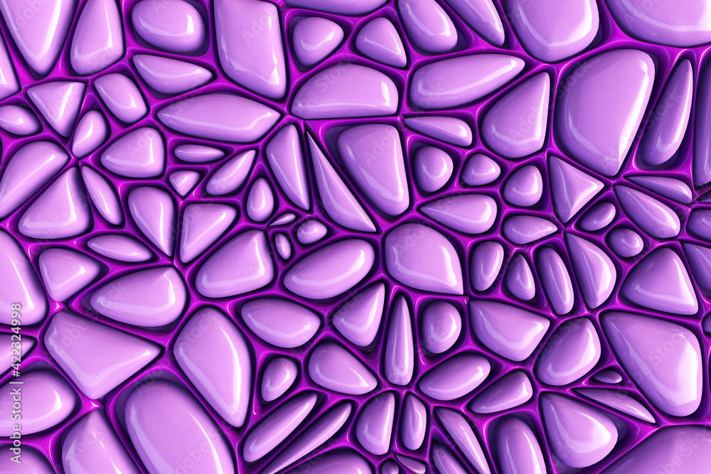3d rendering of pink pebbles with lines background. Abstract minimalist image of bright stones. Polygonal mosaic elements. Split geometric object. Modern minimal design. Voronoi effect 3d rendering of pink pebbles with lines background. Abstract minimalist image of bright stones. Polygonal mosaic elements. Split geometric object. Modern minimal design. Voronoi effect