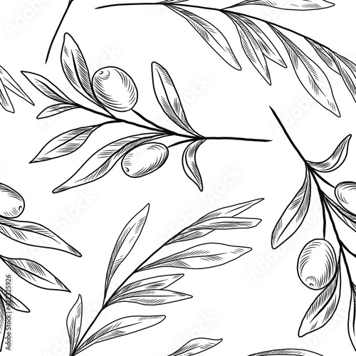Olive teree leaves in the seamless pattern