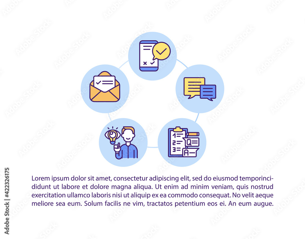 Online consultation concept line icons with text. Call center. PPT page vector template with copy space. Brochure, magazine, newsletter design element. Contact us linear illustrations on white